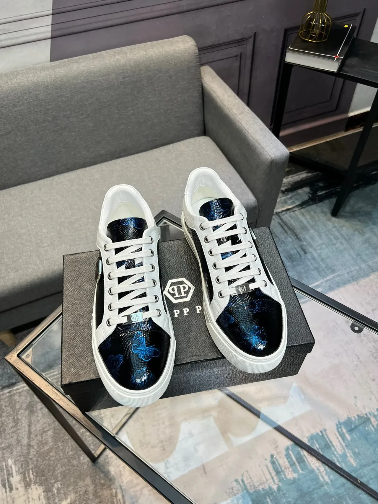 Philipp Plein Couro Impresso e Tênis Lifestyle Branco 5