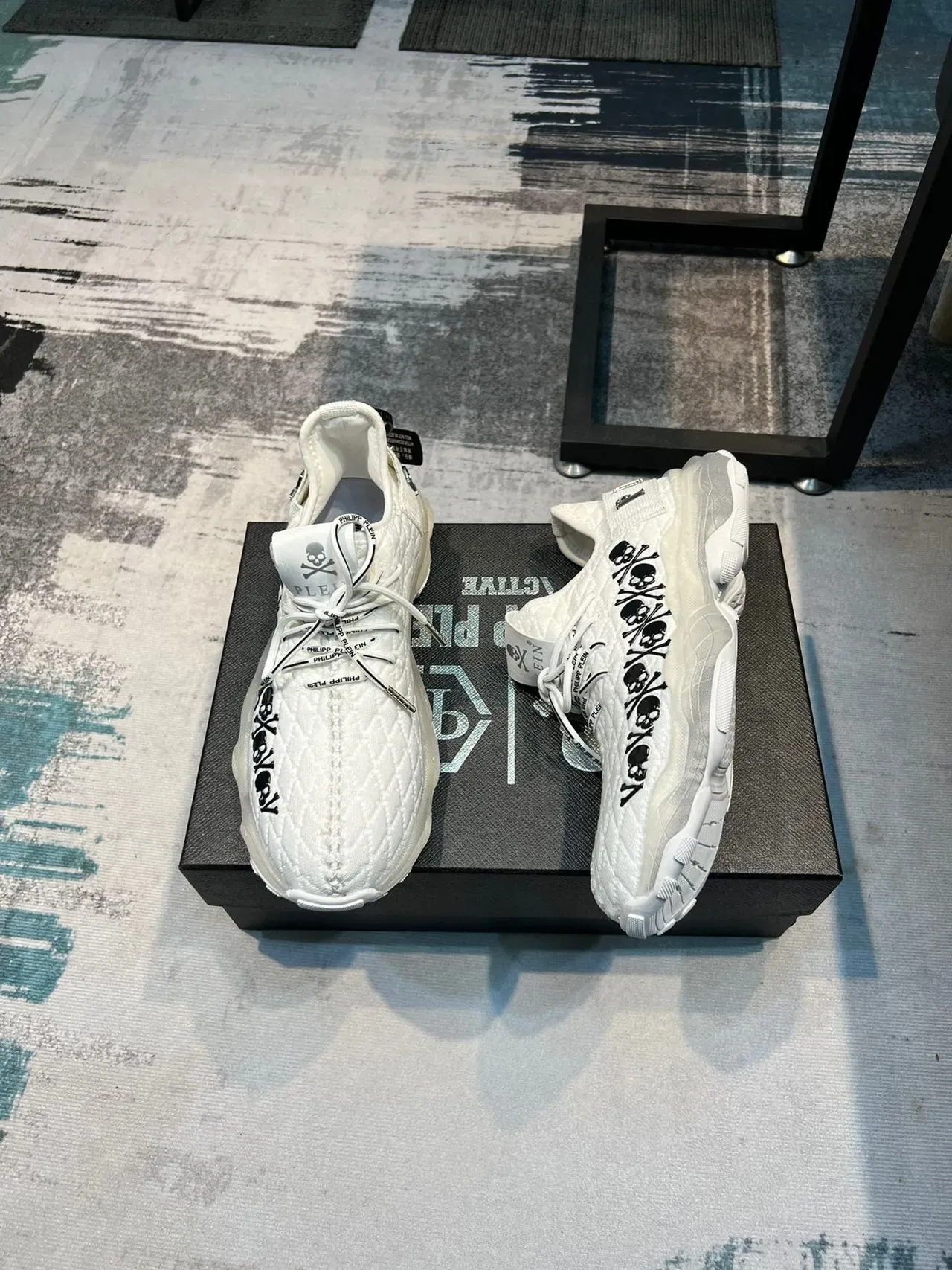 Philipp Plein Crâne Motif Chaussures Chunky Blanches 4