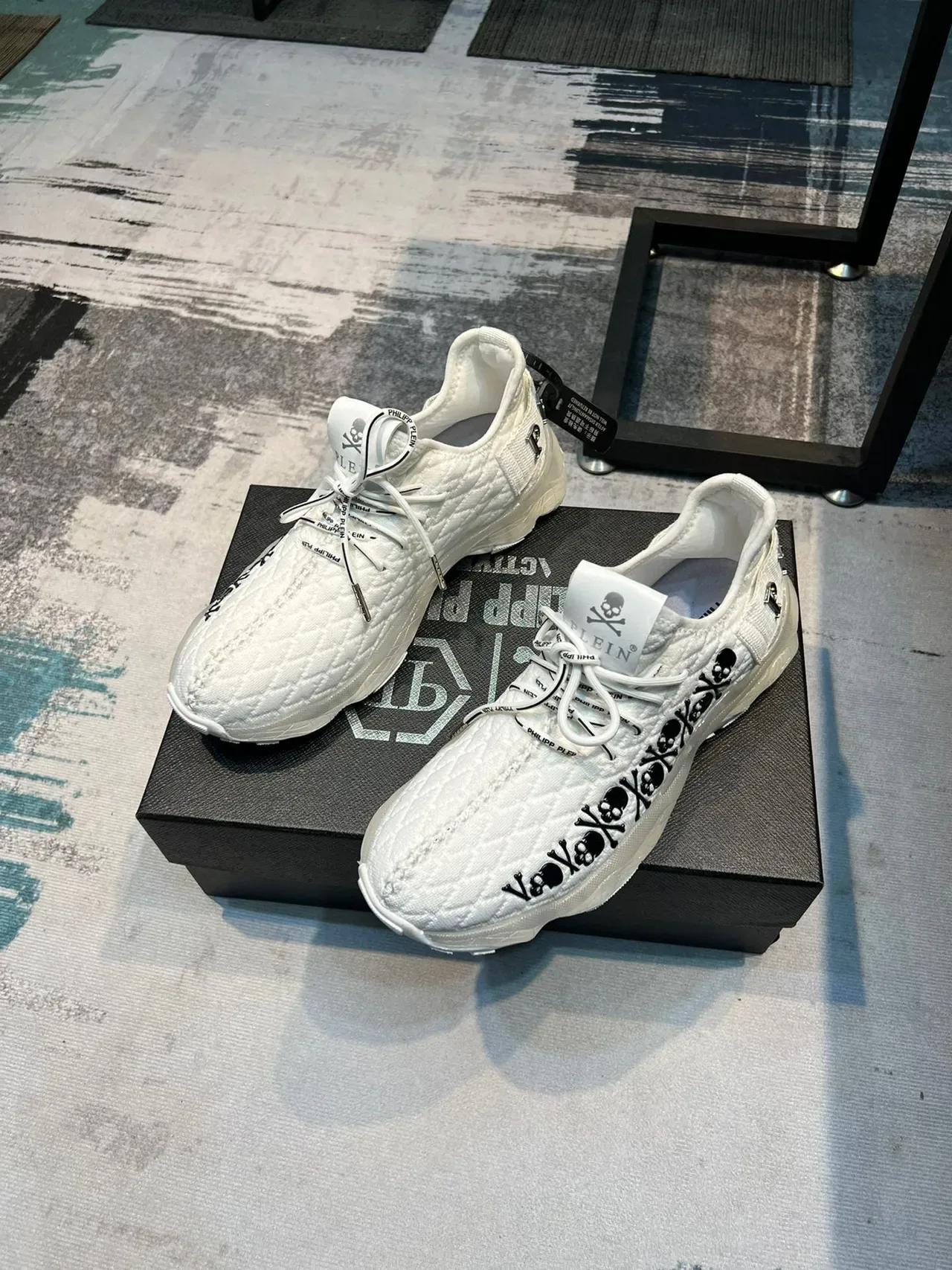 Philipp Plein Crâne Motif Chaussures Chunky Blanches 5