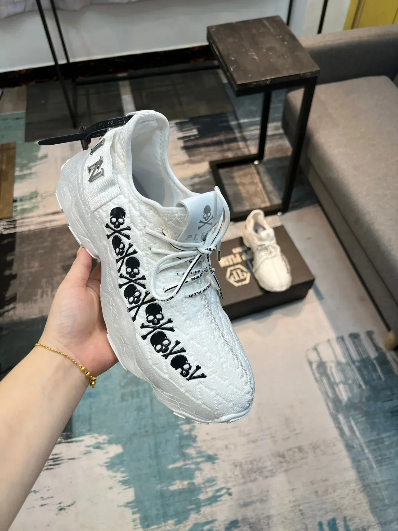 Philipp Plein Crâne Motif Chaussures Chunky Blanches 6