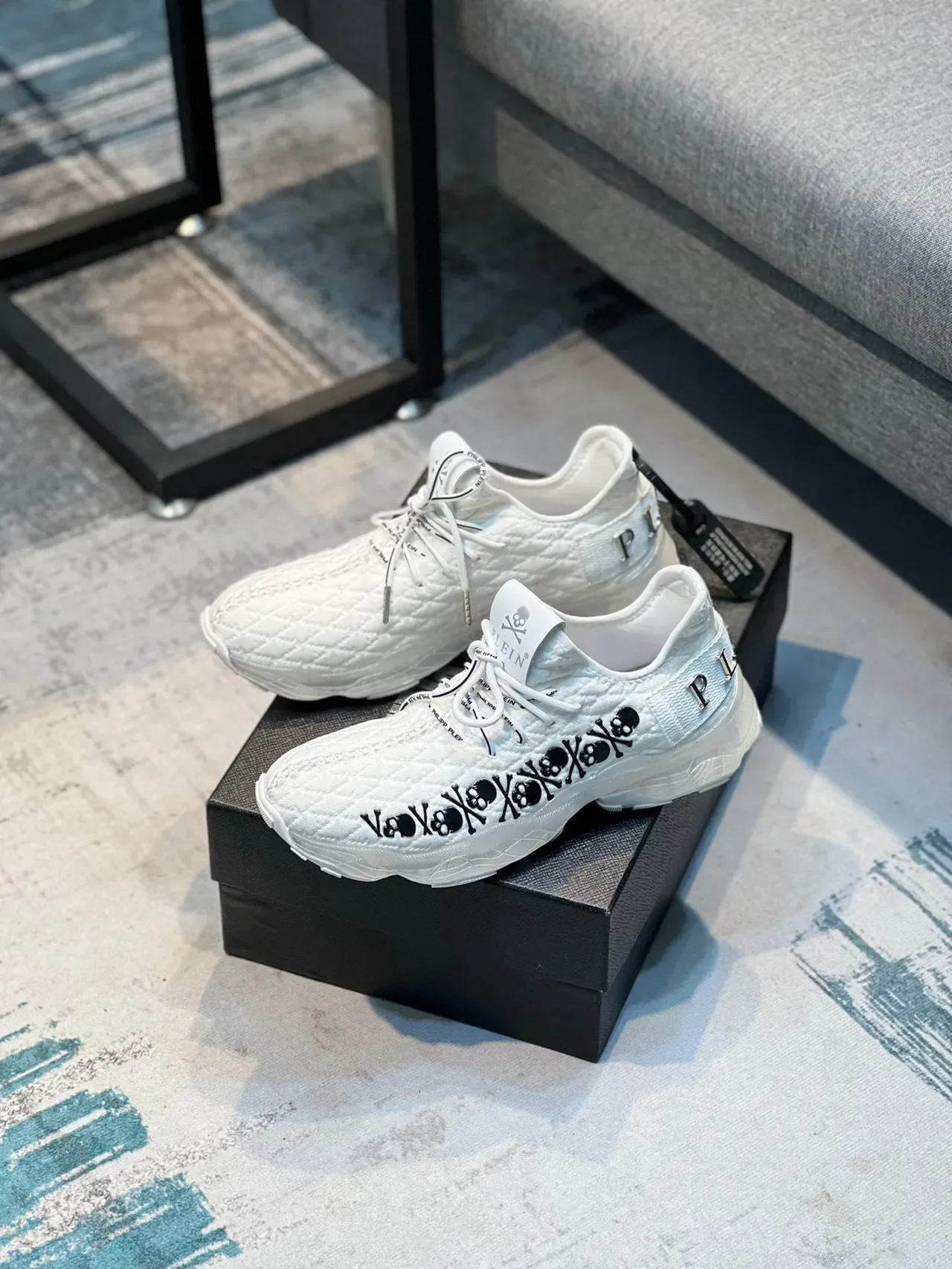 Philipp Plein Crâne Motif Chaussures Chunky Blanches 7