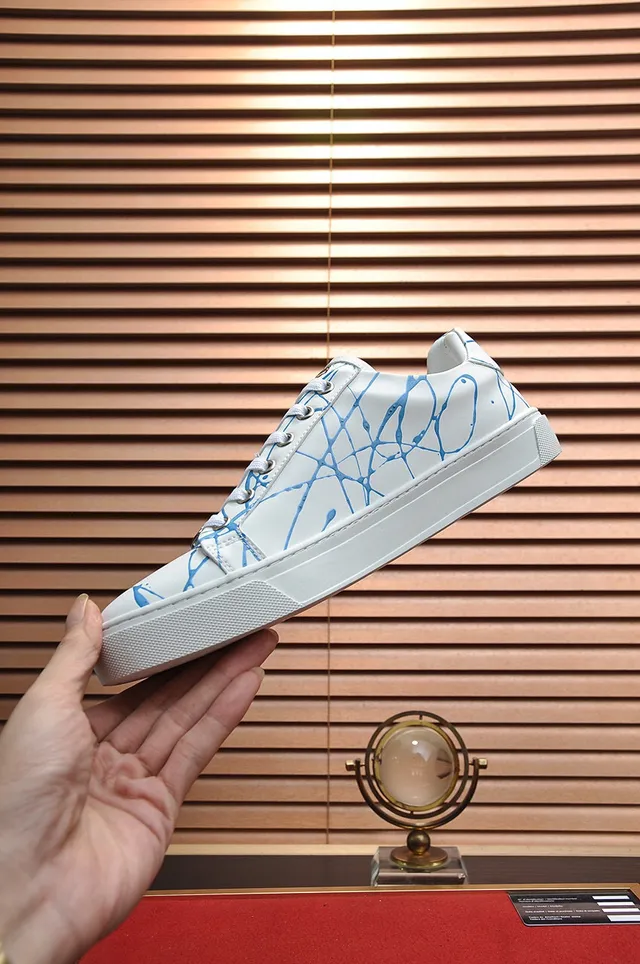 Philipp Plein Branco Azul tênis lifestyle de couro com topo baixo 6