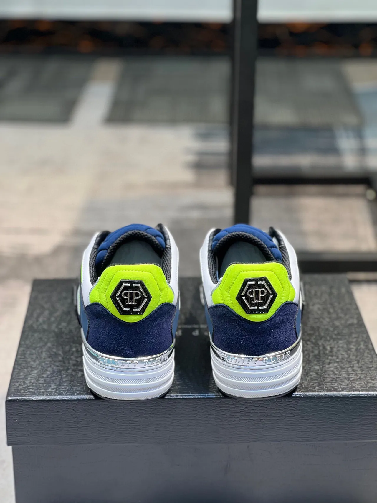 Philipp Plein Blanc Bleu Marine Vert Néon Chaussures Lifestyle 9