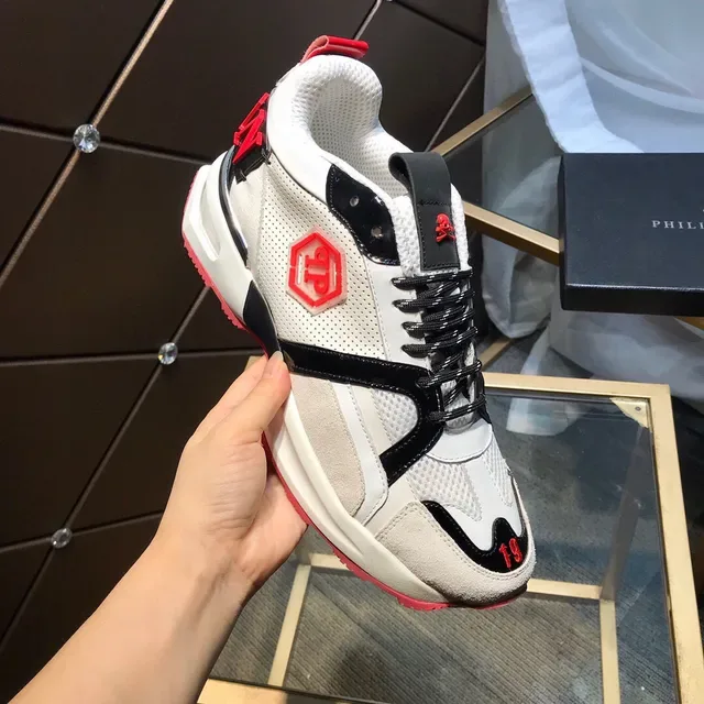 Philipp Plein Sneakers Chunky Blancs avec Suela Rouge, Malla et Recouvrements Synthétiques 2