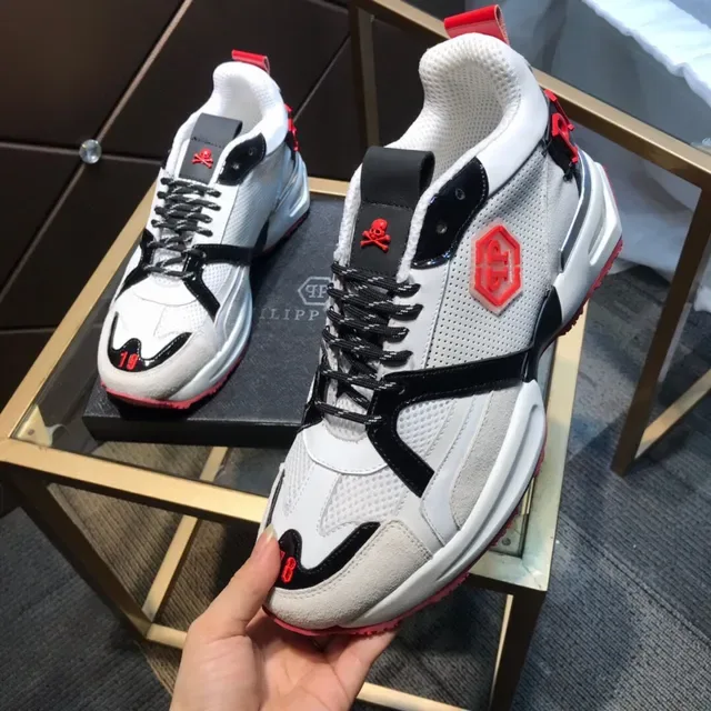 Philipp Plein Sneakers Chunky Blancs avec Suela Rouge, Malla et Recouvrements Synthétiques 4