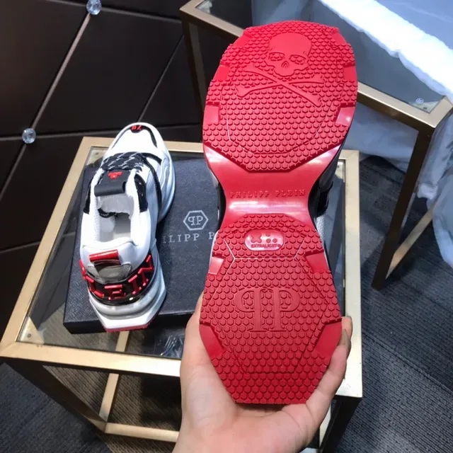 Philipp Plein Sneakers Chunky Blancs avec Suela Rouge, Malla et Recouvrements Synthétiques 5