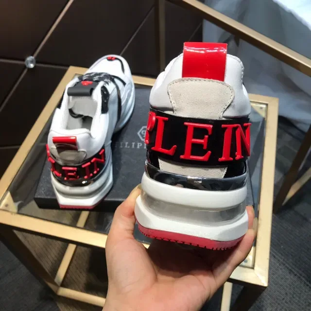 Philipp Plein Sneakers Chunky Blancs avec Suela Rouge, Malla et Recouvrements Synthétiques 6