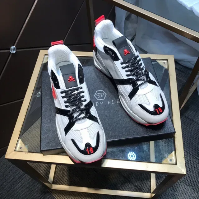 Philipp Plein Sneakers Chunky Blancs avec Suela Rouge, Malla et Recouvrements Synthétiques 7