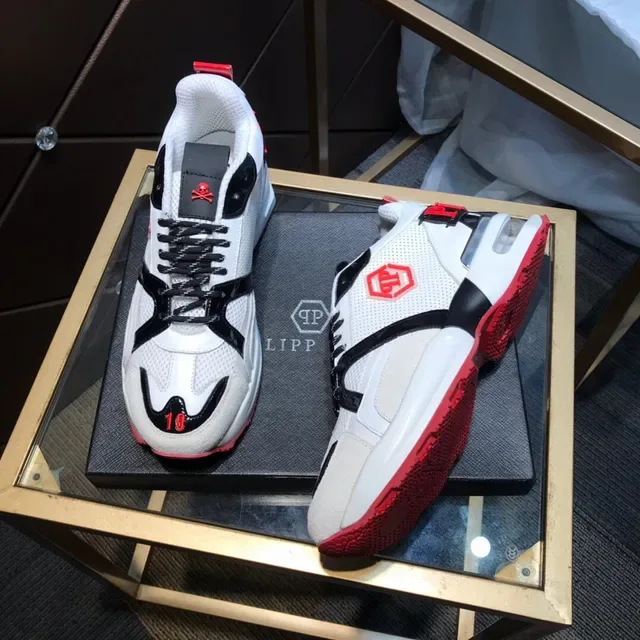 Philipp Plein Sneakers Chunky Blancs avec Suela Rouge, Malla et Recouvrements Synthétiques 8