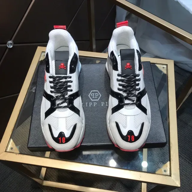 Philipp Plein Sneakers Chunky Blancs avec Suela Rouge, Malla et Recouvrements Synthétiques 9