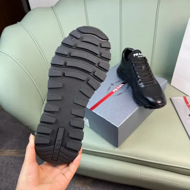 Prada Black Leather and Textile Low-Top Lifestyle Sneaker 2