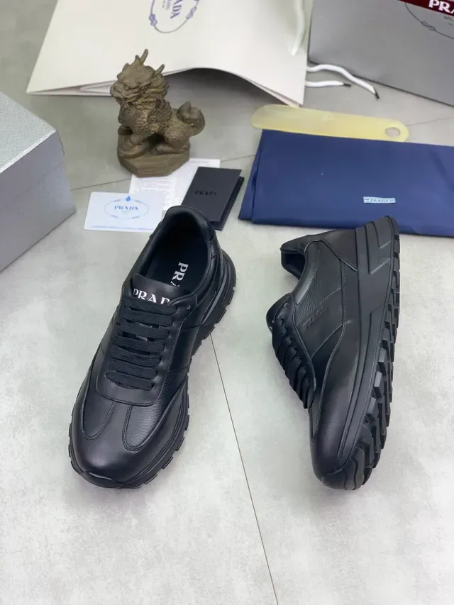 Prada Black Leather Lifestyle Sneaker 5