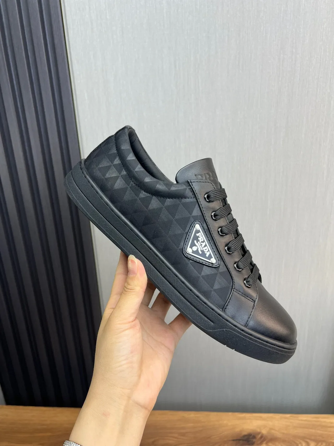 Prada Black Low-Top Lace-Up Lifestyle Sneakers 6