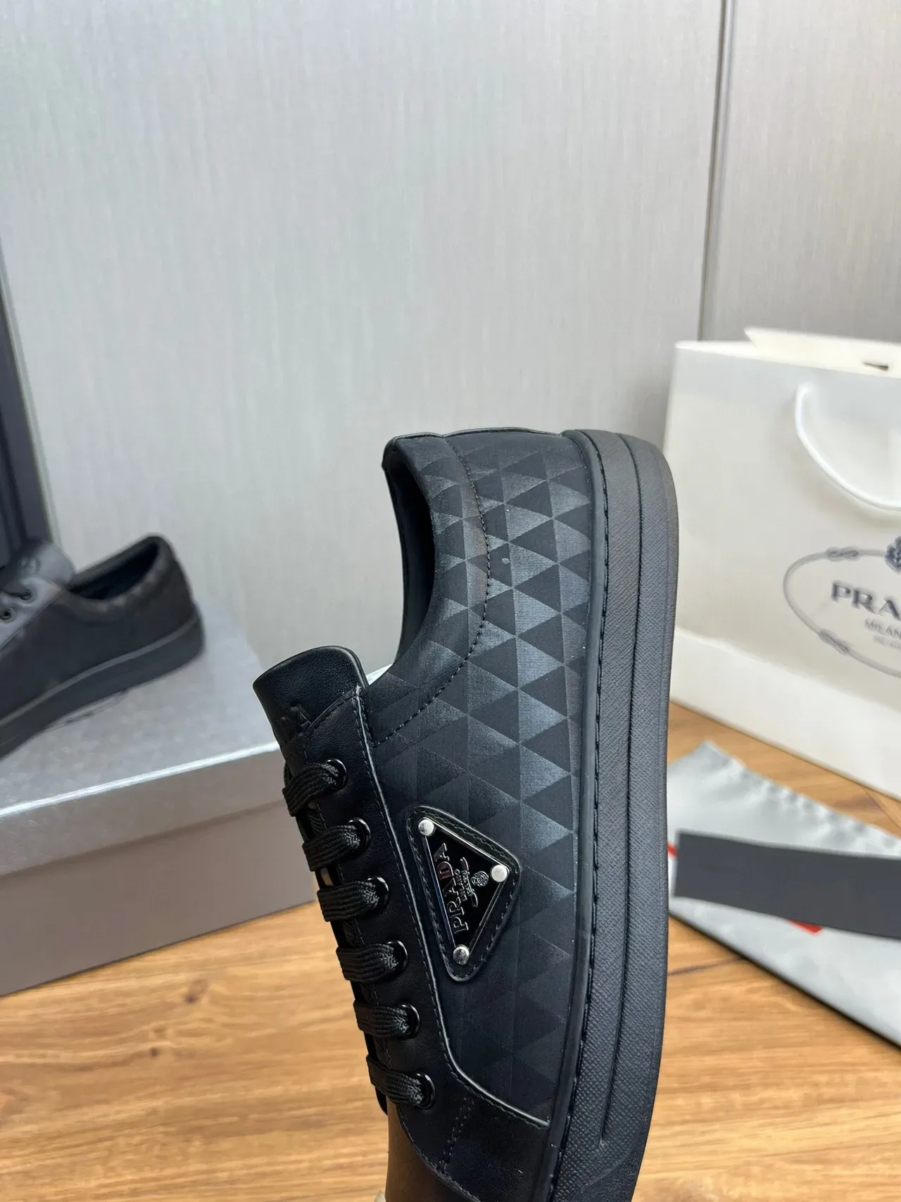 Prada Black Low-Top Lace-Up Lifestyle Sneakers 7