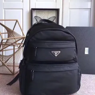 Prada Black Matte Nylon Structured Front Pockets Casual Backpack