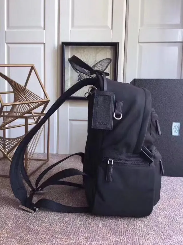 Prada Black Matte Nylon Structured Front Pockets Casual Backpack 7