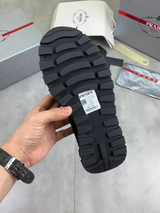 Prada Black Mesh and Suede Lifestyle Sneakers 2
