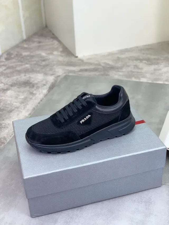 Prada Black Mesh and Suede Lifestyle Sneakers 4