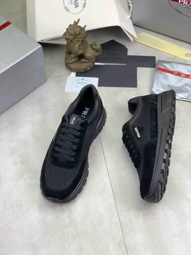 Prada Black Mesh and Suede Lifestyle Sneakers 5