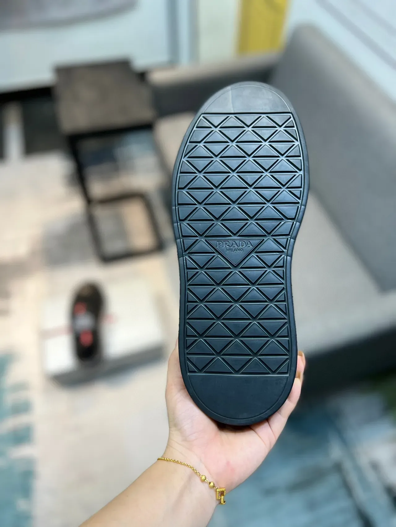 Prada Black Red Mesh And Leather Upper Thick Platform Sole Lifestyle Sneakers 9