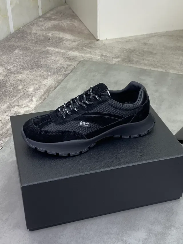 Prada Black Suede and Mesh Panel Lifestyle Sneakers 4