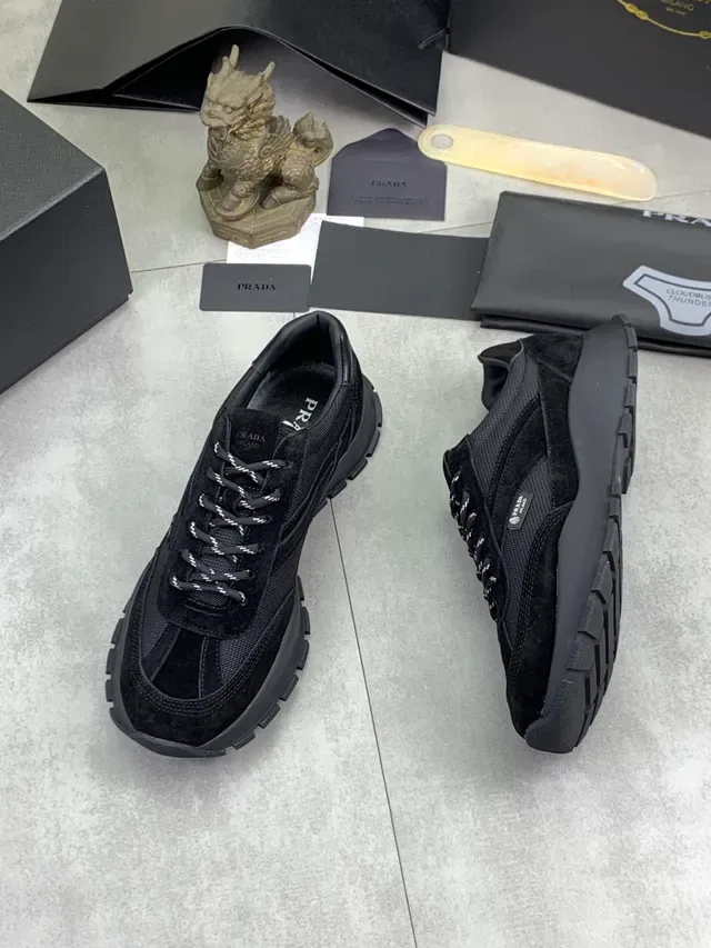 Prada Black Suede and Mesh Panel Lifestyle Sneakers 5