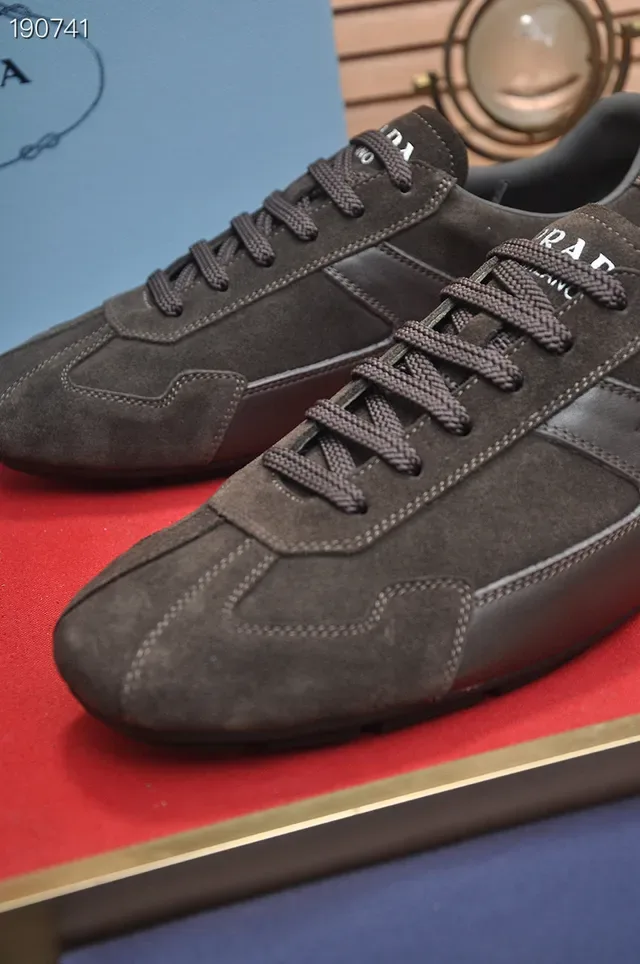 Prada Brown Black Suede-Panelled Racing-Inspired Lifestyle Sneakers 4