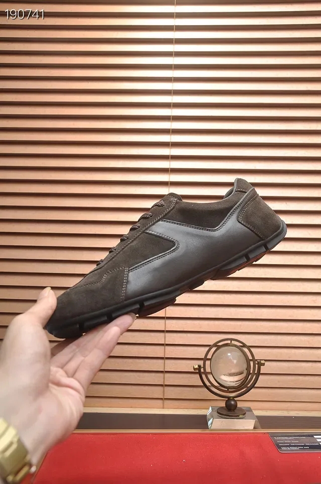Prada Brown Black Suede-Panelled Racing-Inspired Lifestyle Sneakers 5