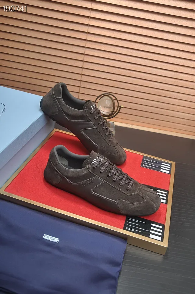 Prada Brown Black Suede-Panelled Racing-Inspired Lifestyle Sneakers 6