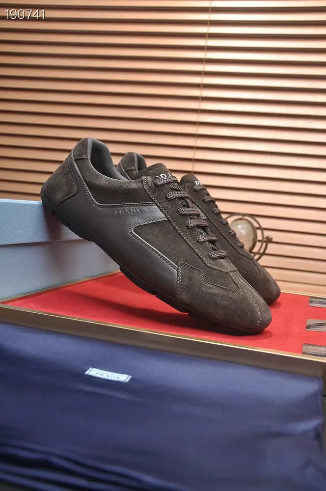 Prada Brown Black Suede-Panelled Racing-Inspired Lifestyle Sneakers 8