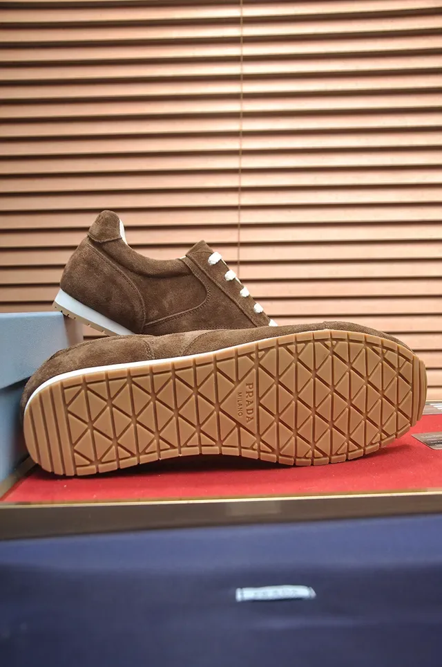 Prada Brown White Suede Upper Retro Runner Silhouette Lifestyle Sneakers 3