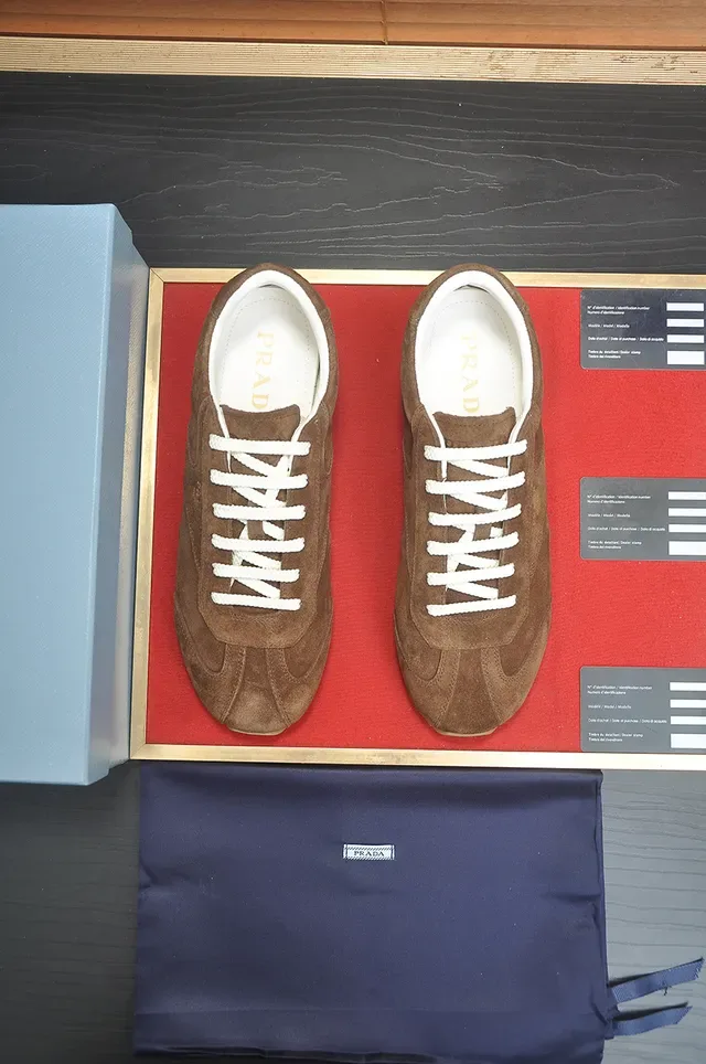 Prada Brown White Suede Upper Retro Runner Silhouette Lifestyle Sneakers 5