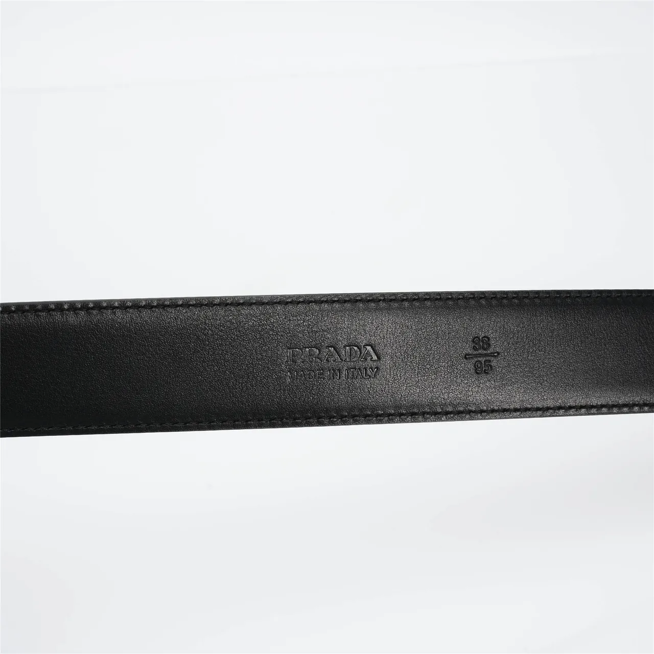 Prada Classic Black Silver Minimalist Polished Buckle Leather Belt 9
