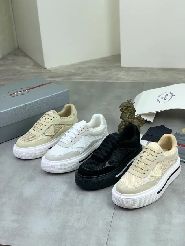 Prada Cloudbust Beige Mesh and Suede Lifestyle Sneakers 2