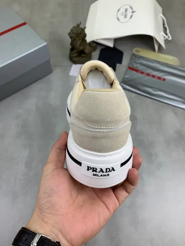Prada Cloudbust Beige Mesh and Suede Lifestyle Sneakers 4
