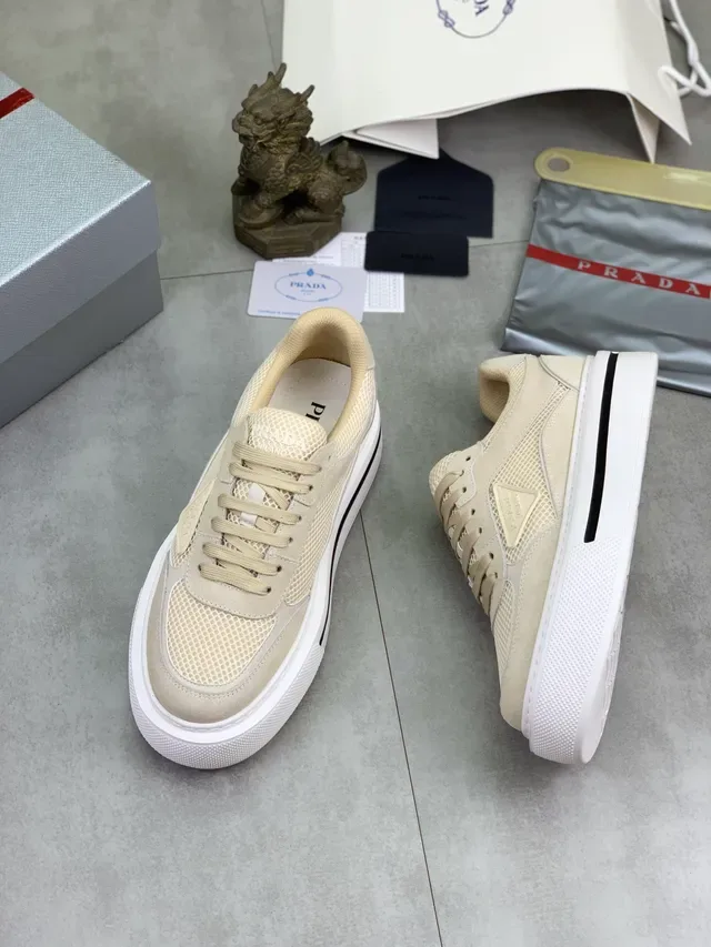 Prada Cloudbust Beige Mesh and Suede Lifestyle Sneakers 6