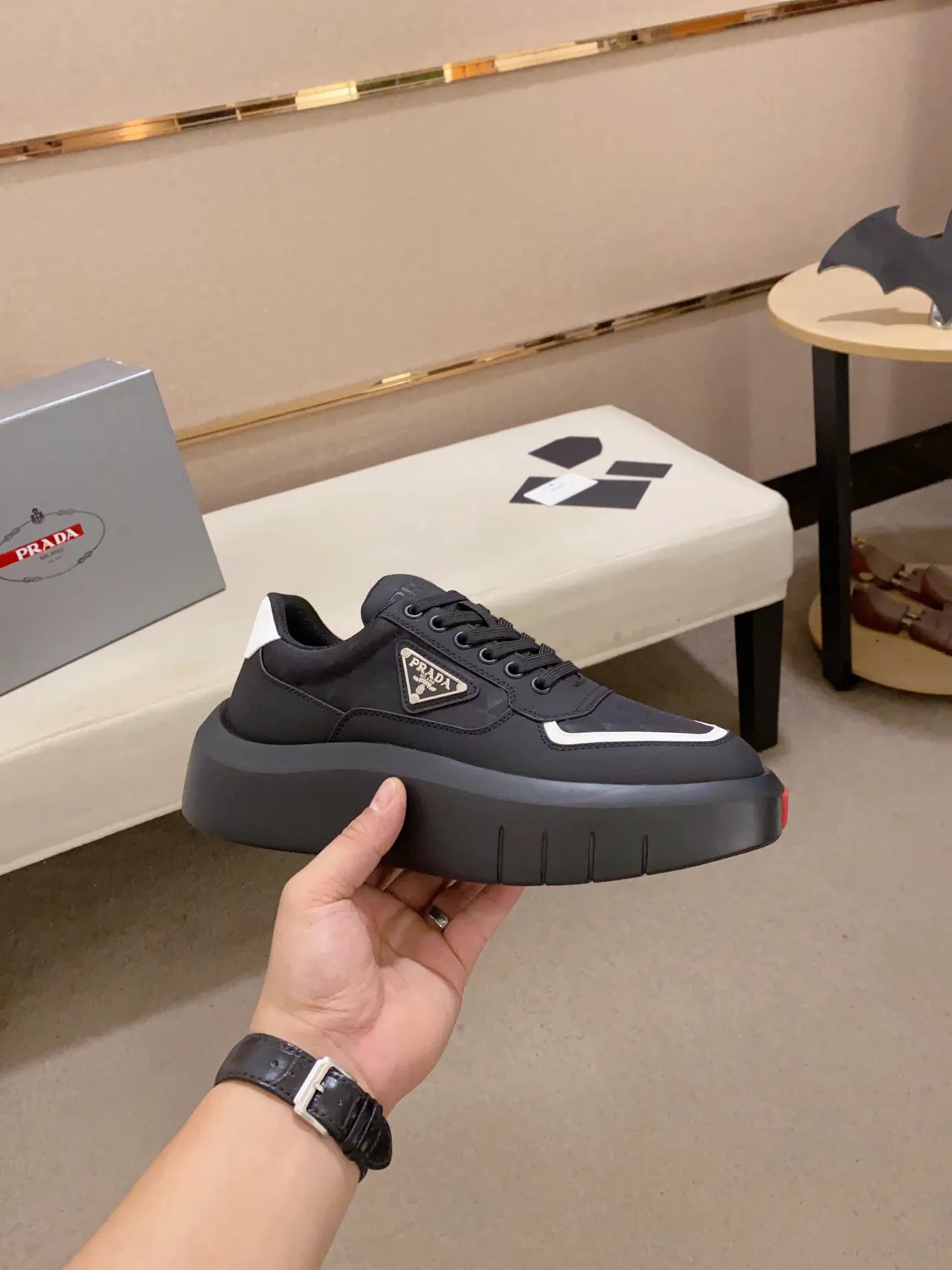 Prada Cloudbust Black and White Lifestyle Sneakers 4