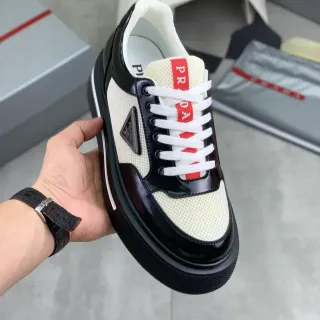 Prada Cloudbust Black and White Platform Chunky Sneakers