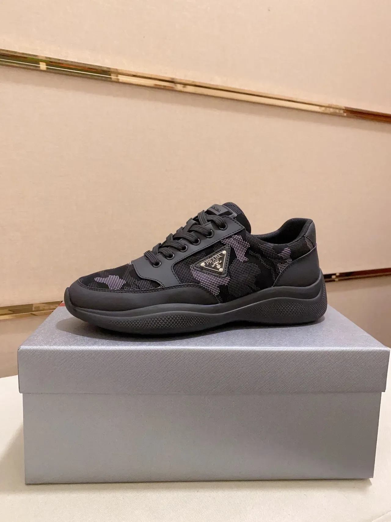Prada Cloudbust Black Camo Perforated Mesh Lifestyle Sneakers 2