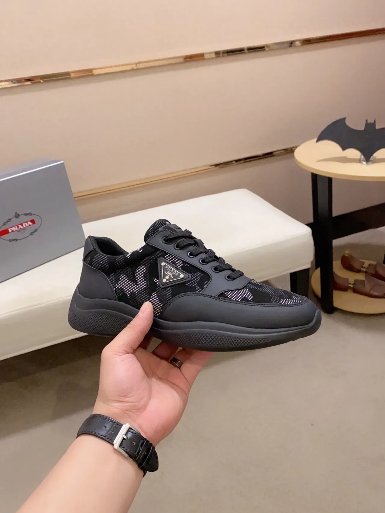 Prada Cloudbust Black Camo Perforated Mesh Lifestyle Sneakers 3