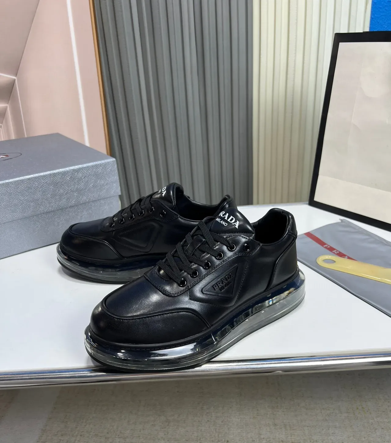 Prada Cloudbust Black Leather Lifestyle Sneakers 8