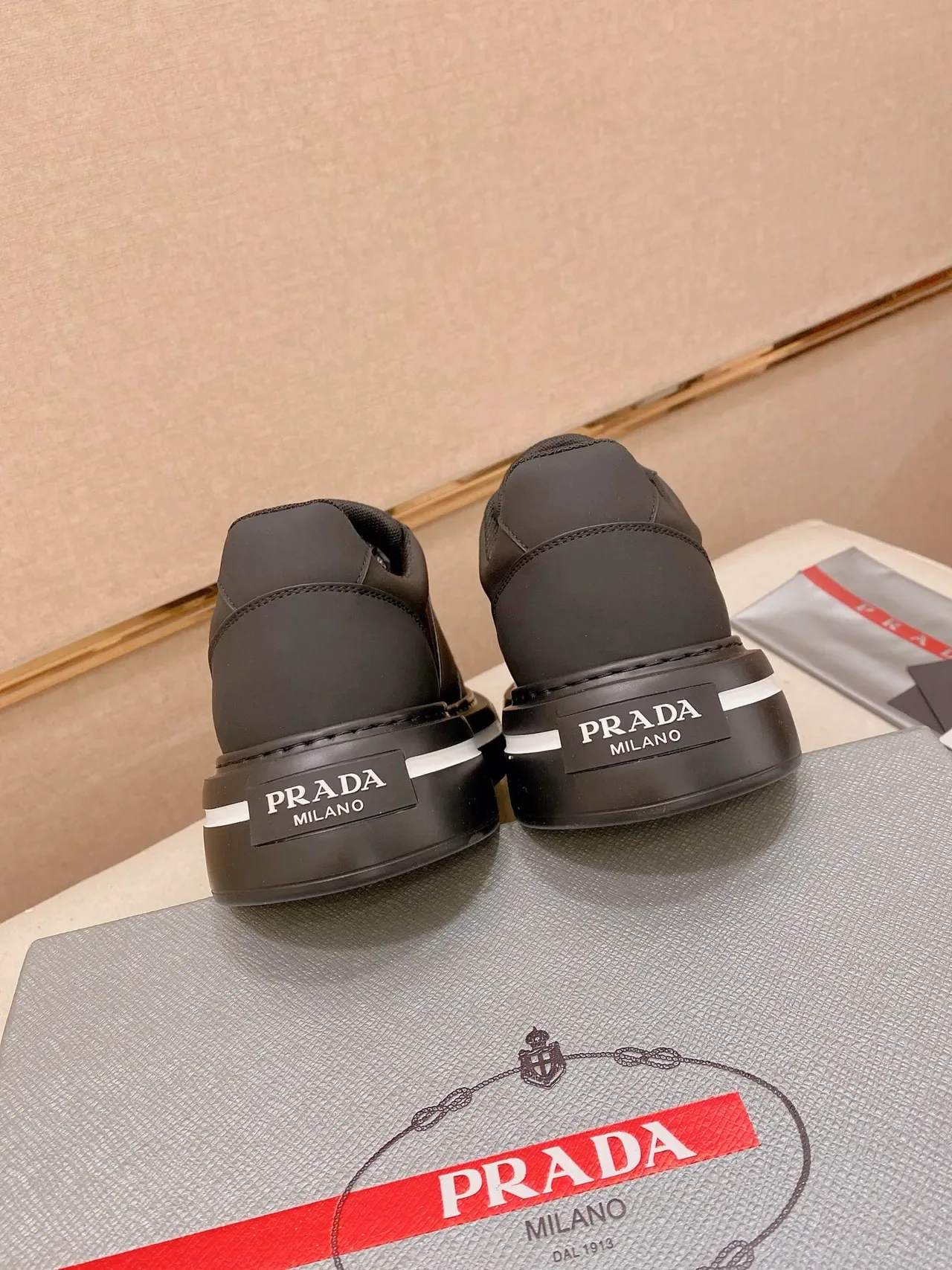 Prada Cloudbust Black Leather Platform Lifestyle Sneakers 4