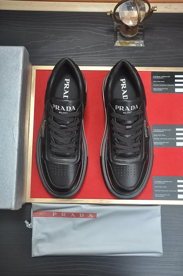 Prada Cloudbust Black Leather Platform Lifestyle Sneakers 2