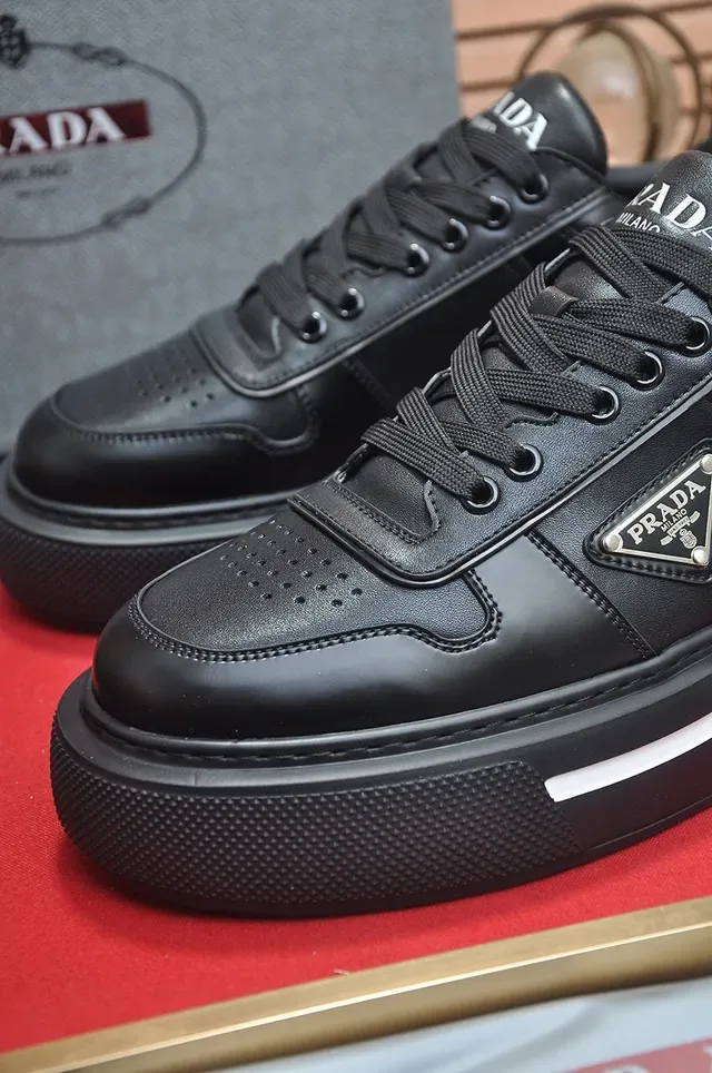 Prada Cloudbust Black Leather Platform Lifestyle Sneakers 4