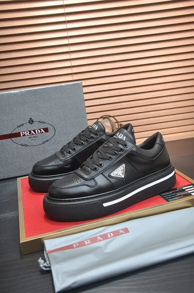 Prada Cloudbust Black Leather Platform Lifestyle Sneakers 8