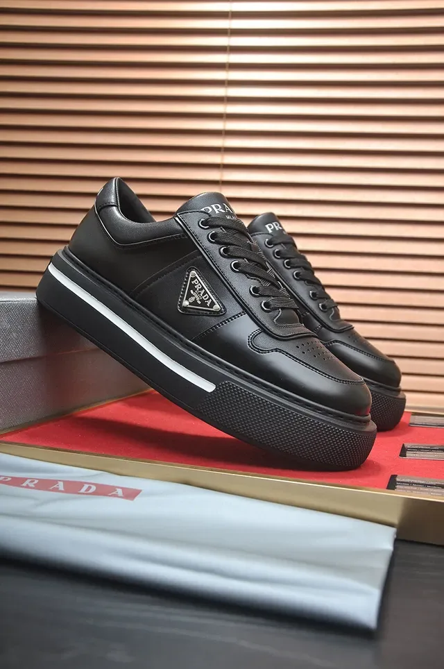 Prada Cloudbust Black Leather Platform Lifestyle Sneakers 9