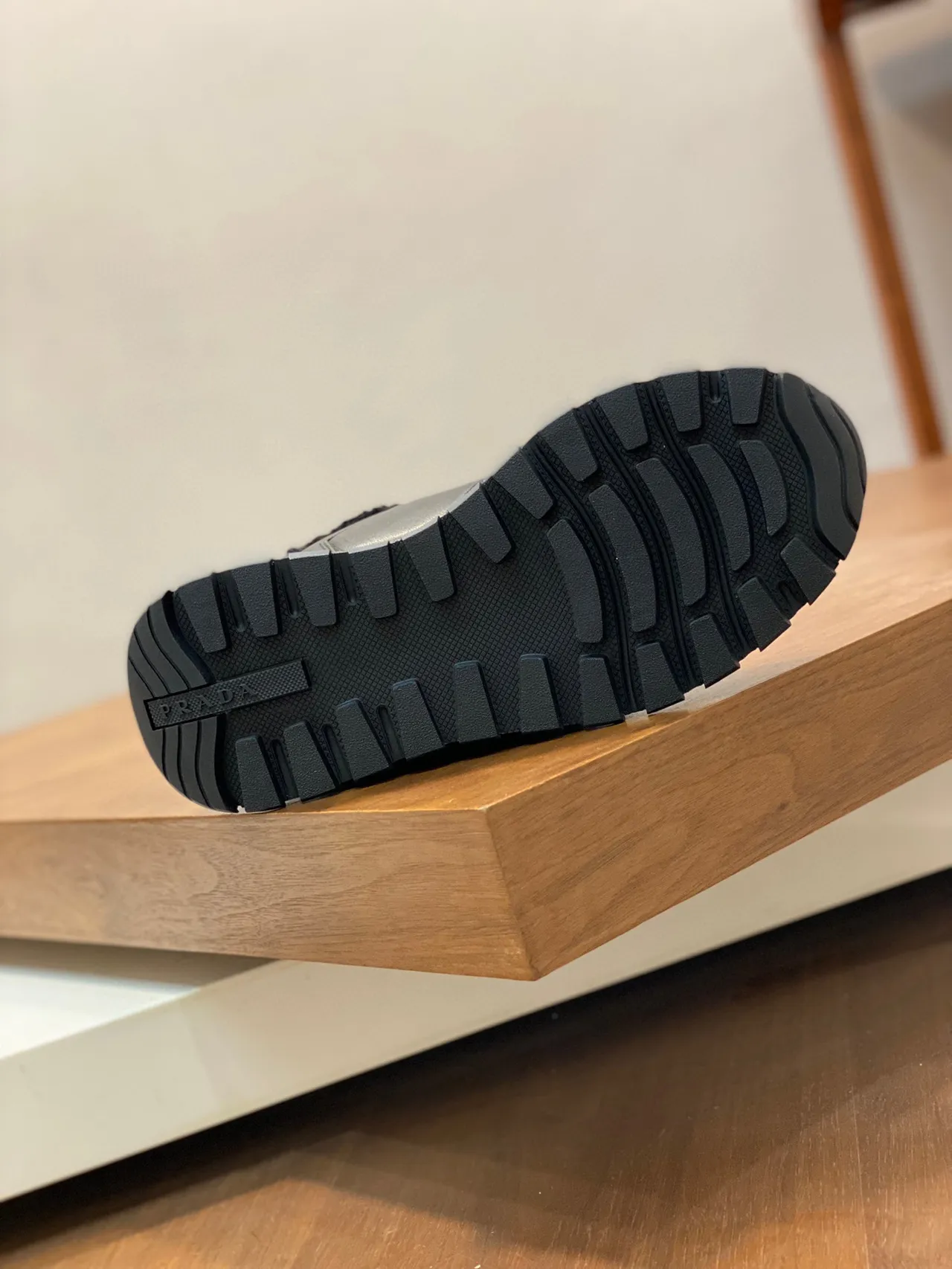 Prada Cloudbust Black Leather Shearling-Lined Lifestyle Sneakers 3