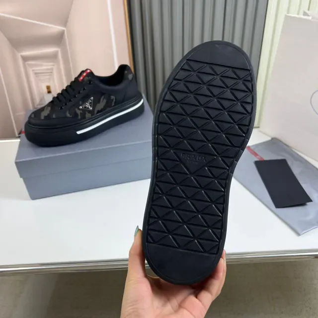 Prada Cloudbust Black Mesh and Leather Platform Lifestyle Sneakers 2