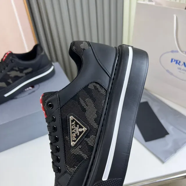 Prada Cloudbust Black Mesh and Leather Platform Lifestyle Sneakers 3