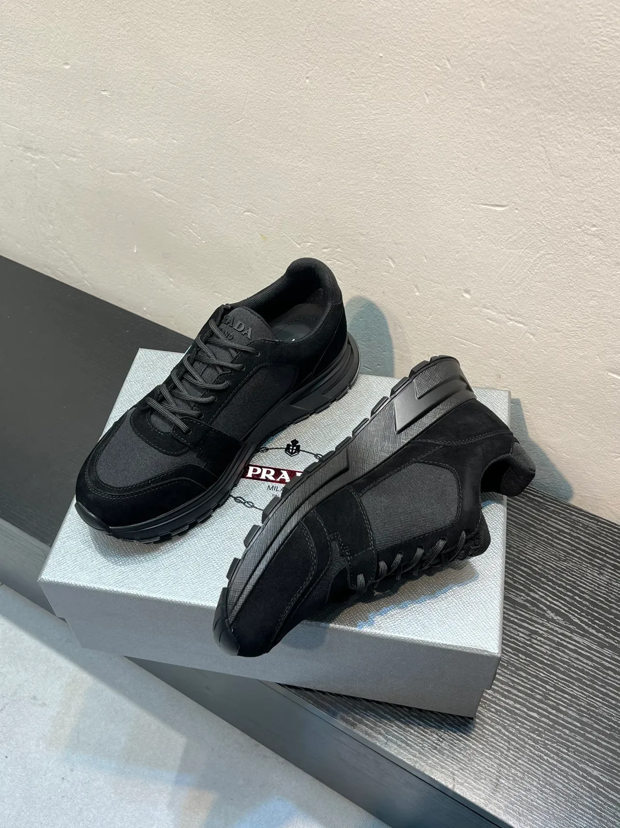 Prada Cloudbust Black Mixed-Material Lifestyle Sneakers 4